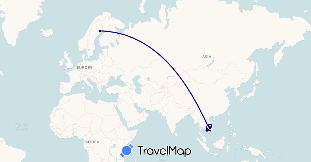 TravelMap itinerary: driving in Cambodia, Sweden, Vietnam (Asia, Europe)